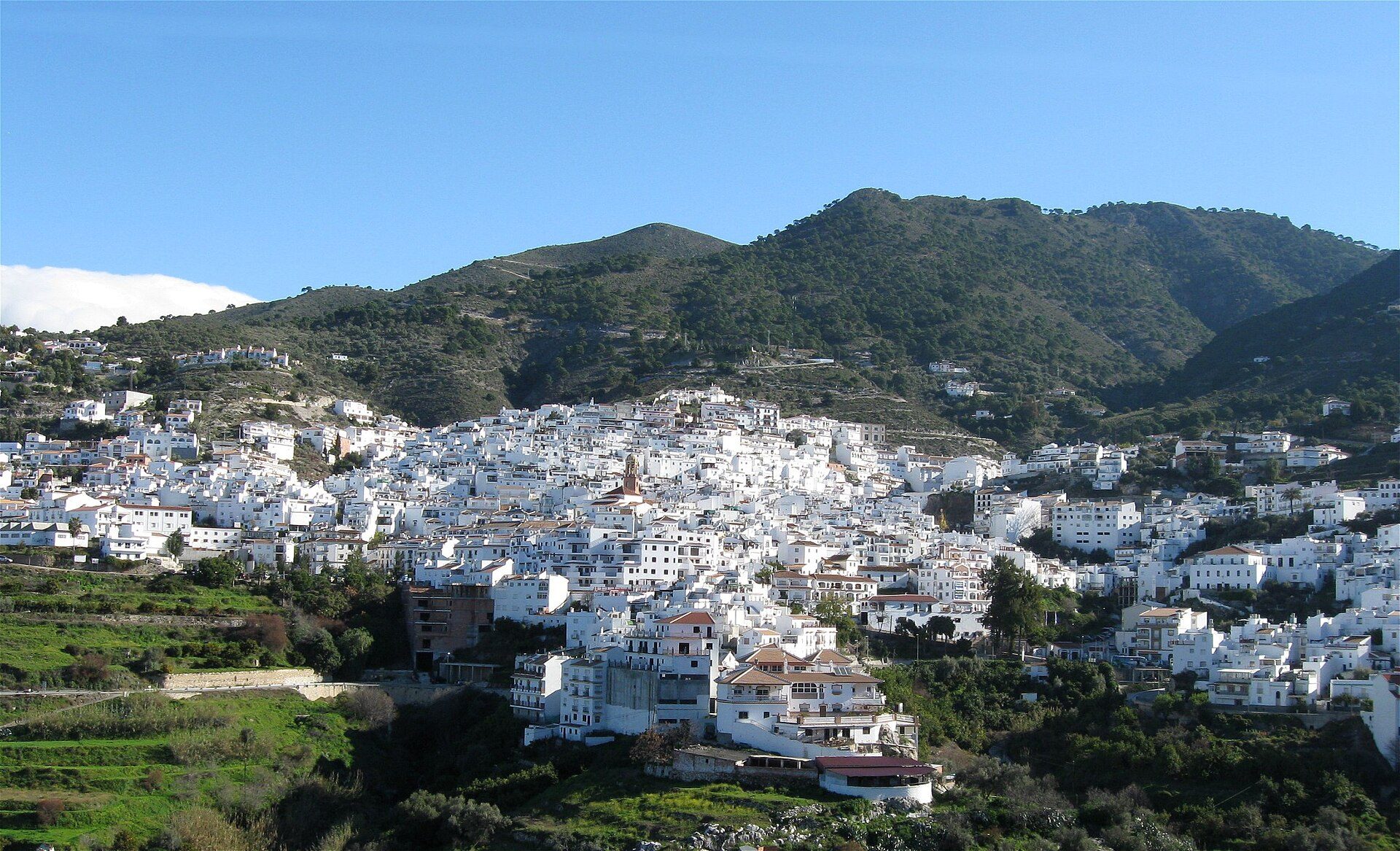 Cómpeta, pueblo blanco en la ladera de la sierra